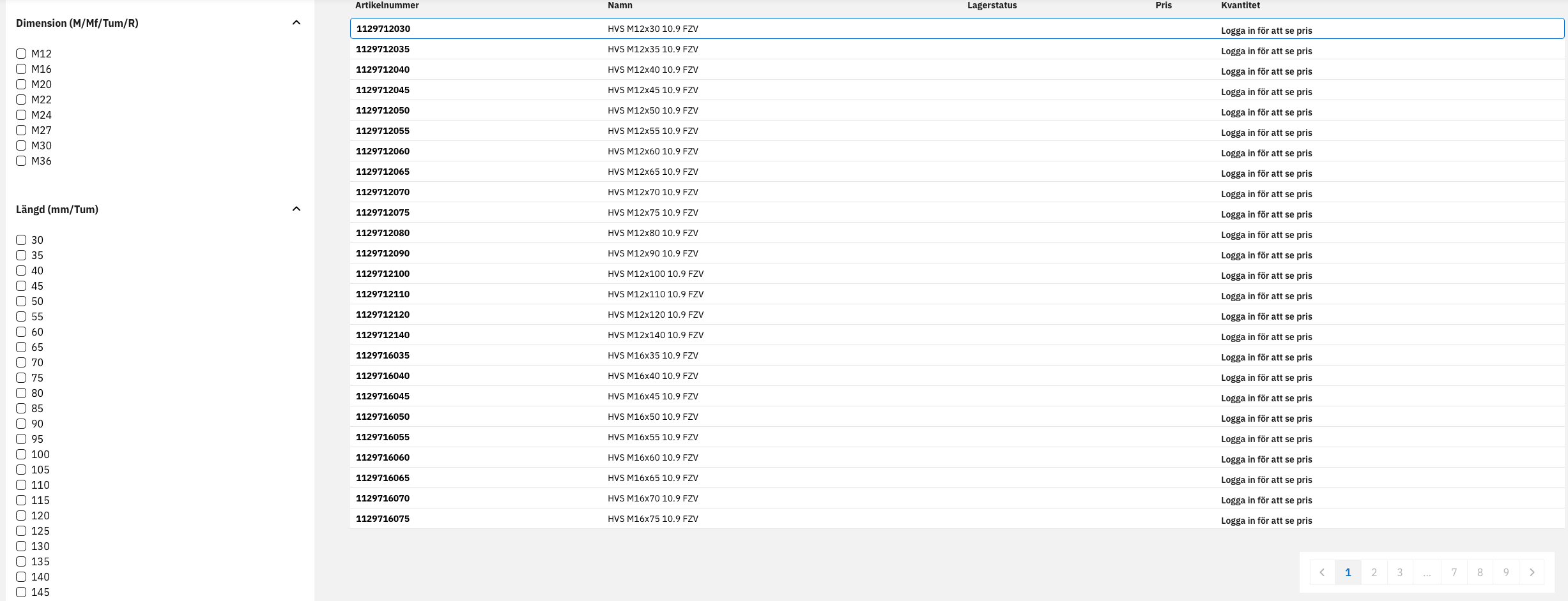 Advanced filtering of screws.