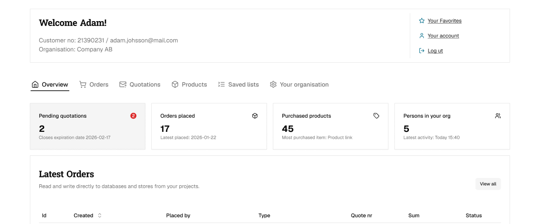 A customer portal overview.