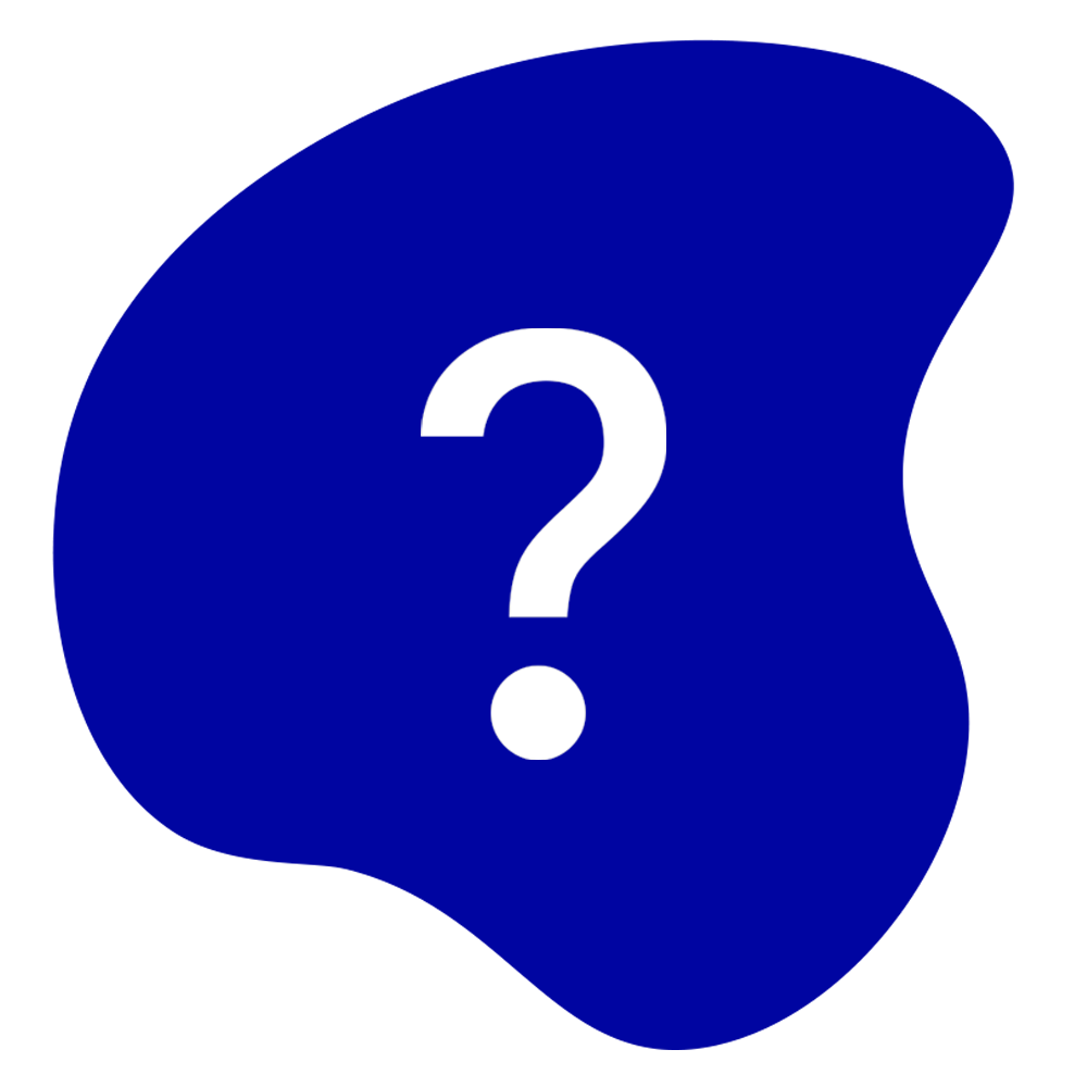A white question mark on a dark blue background